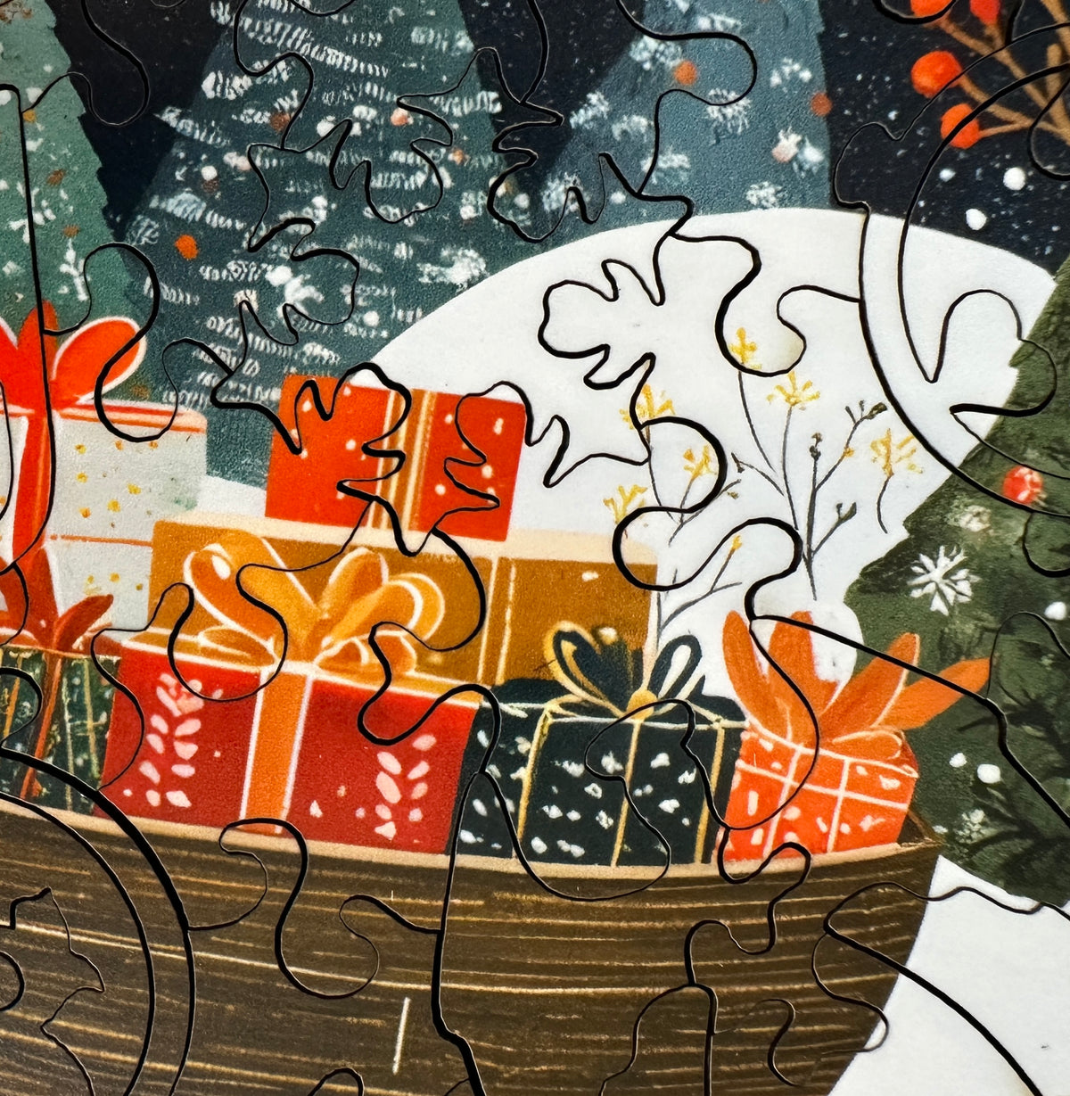 Presents in the Pines (51 Piece Mini Christmas Wooden Jigsaw Puzzle)