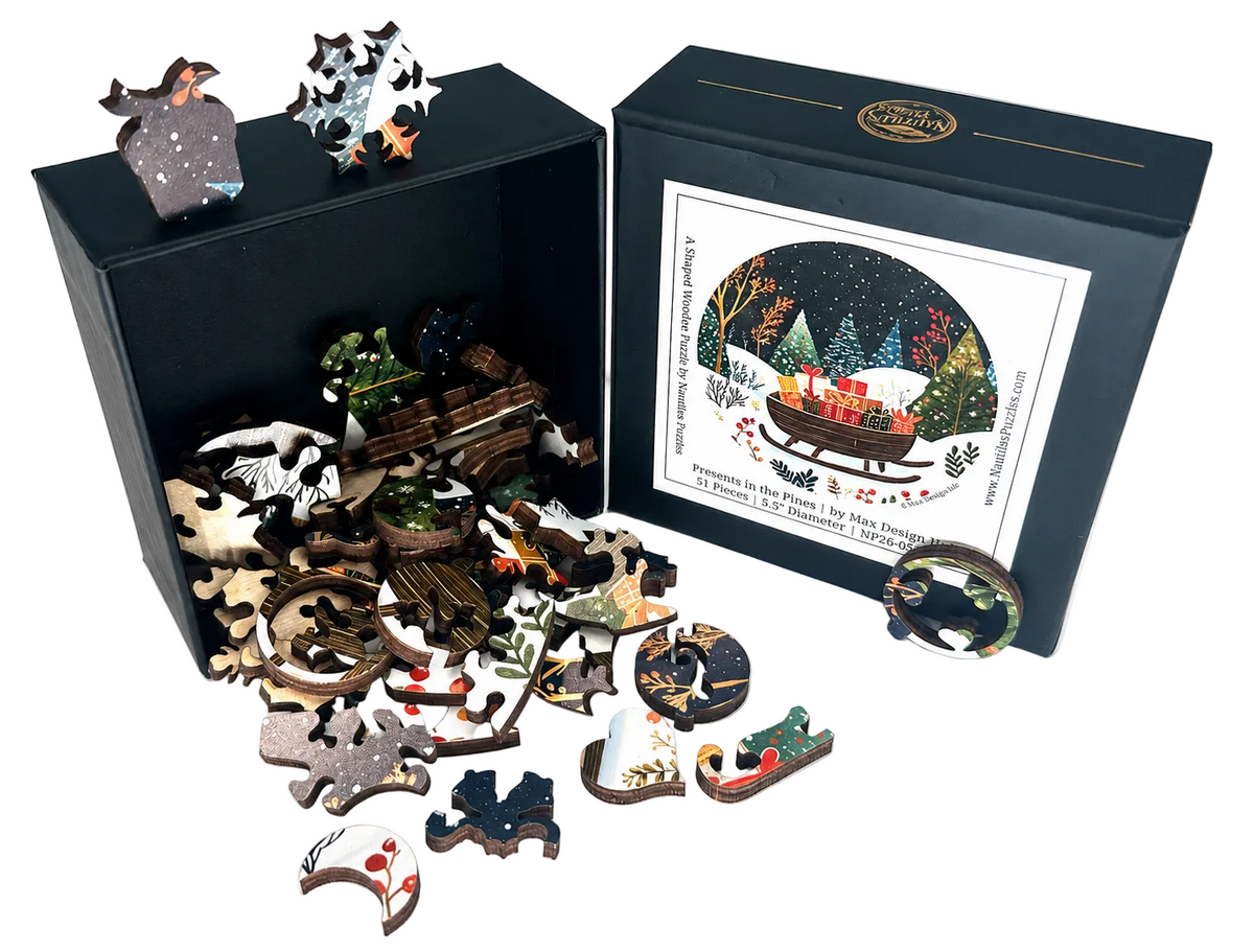 Presents in the Pines (51 Piece Mini Christmas Wooden Jigsaw Puzzle)
