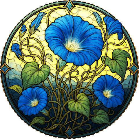 September - Morning Glory (50 Piece Round Mini Wooden Jigsaw Puzzle)