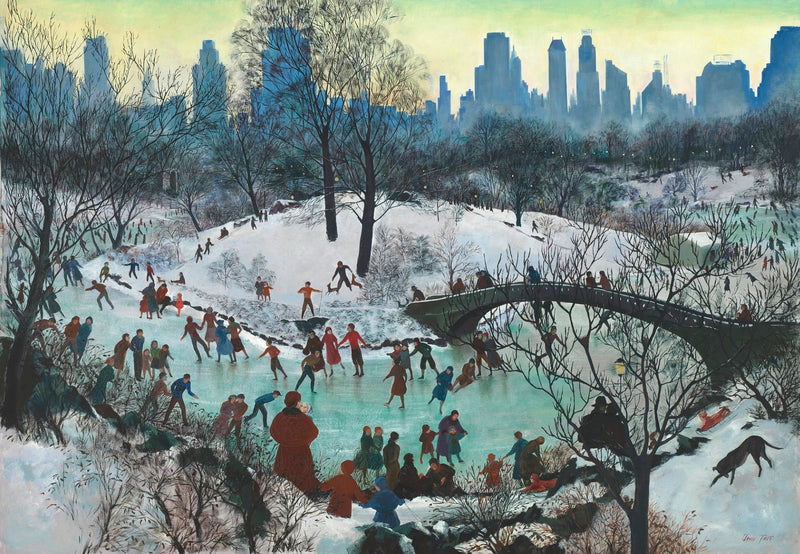 Skating In Central Park (249 Piece Wooden Christmas Puzzle) - Nautilus Puzzles - Wooden Jigsaw Puzzles For Adults
