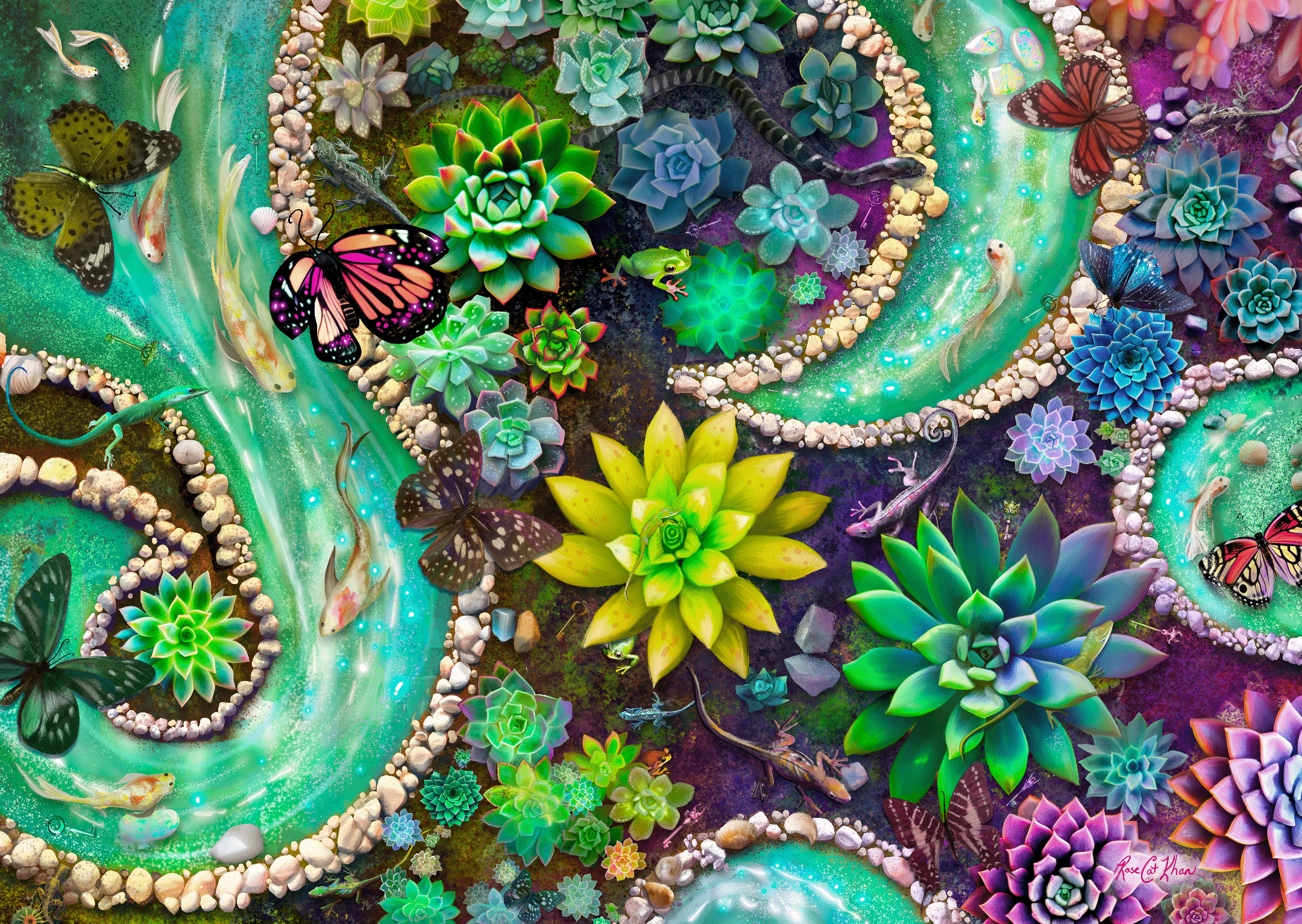 Succulent Swirl (479 Piece Wooden Jigsaw Puzzle)