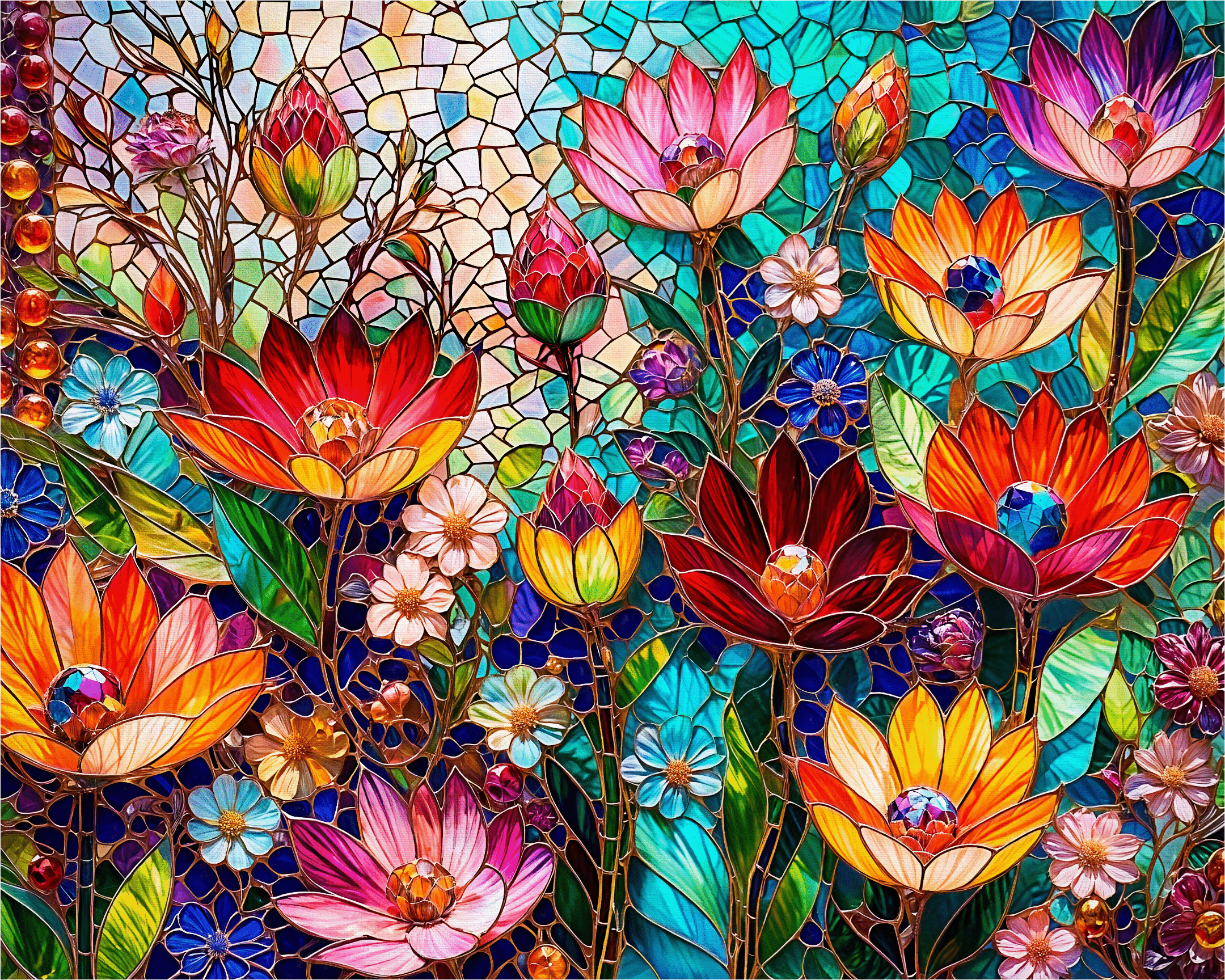 Flower Puzzle | The Glass Garden | 477 Wooden Pieces | Nautilus