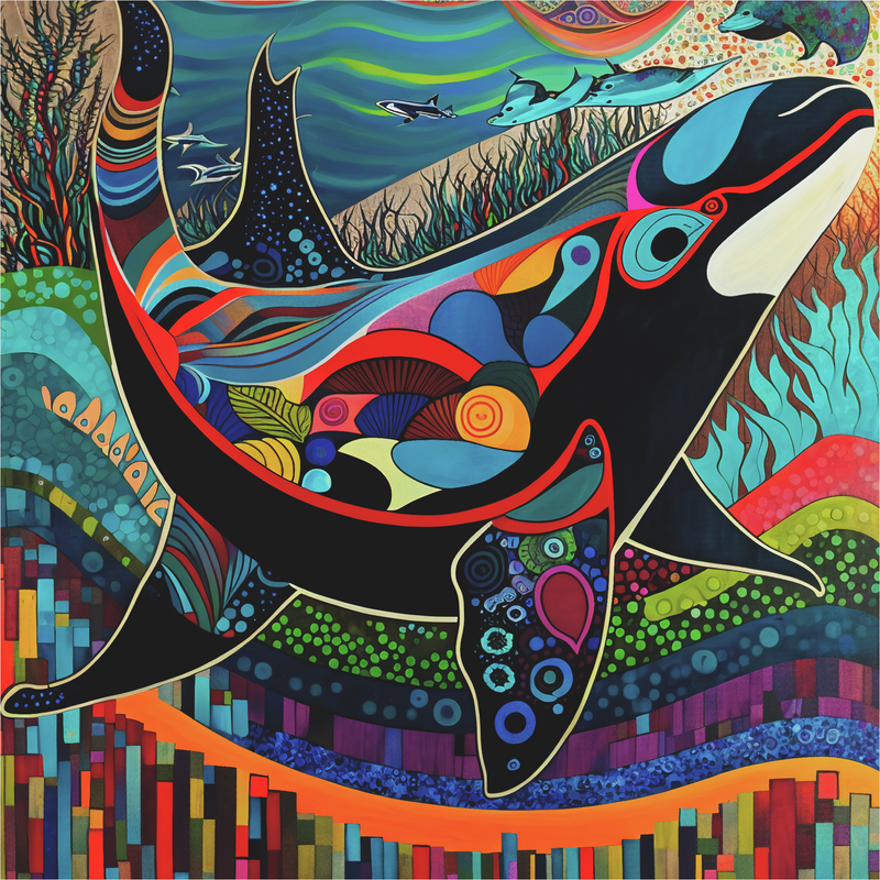 The Painted Orca (474 Piece Wooden Jigsaw Puzzle) - Nautilus Puzzles - Wooden Jigsaw Puzzles For Adults