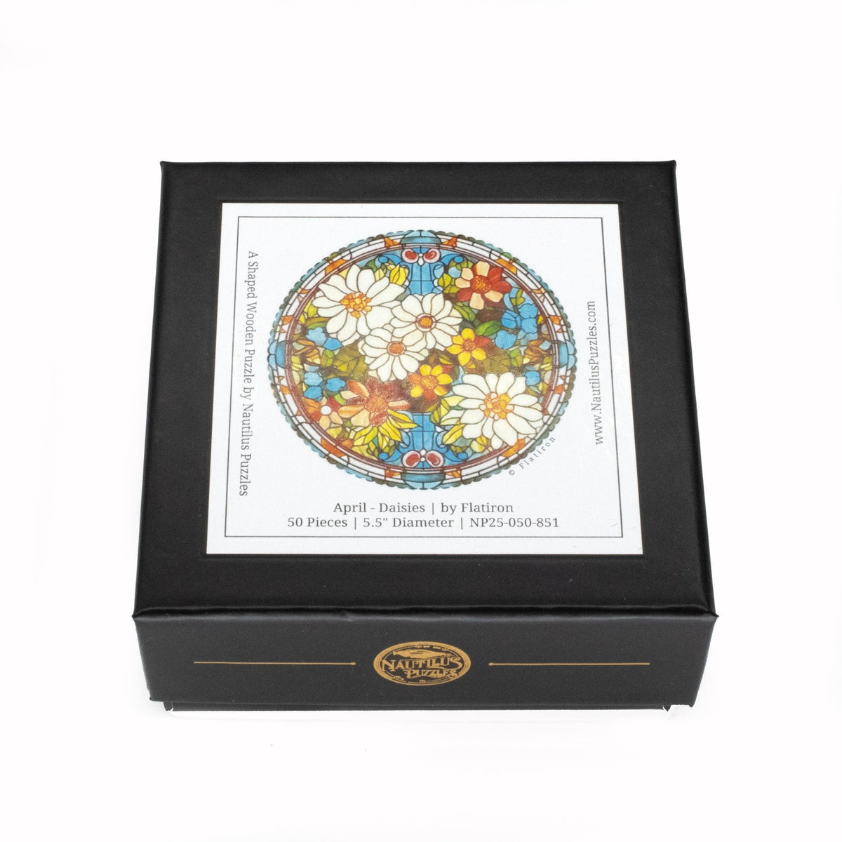 April - Daisies (50 Piece Round Mini Wooden Jigsaw Puzzle) - Nautilus Puzzles - Wooden Jigsaw Puzzles For Adults