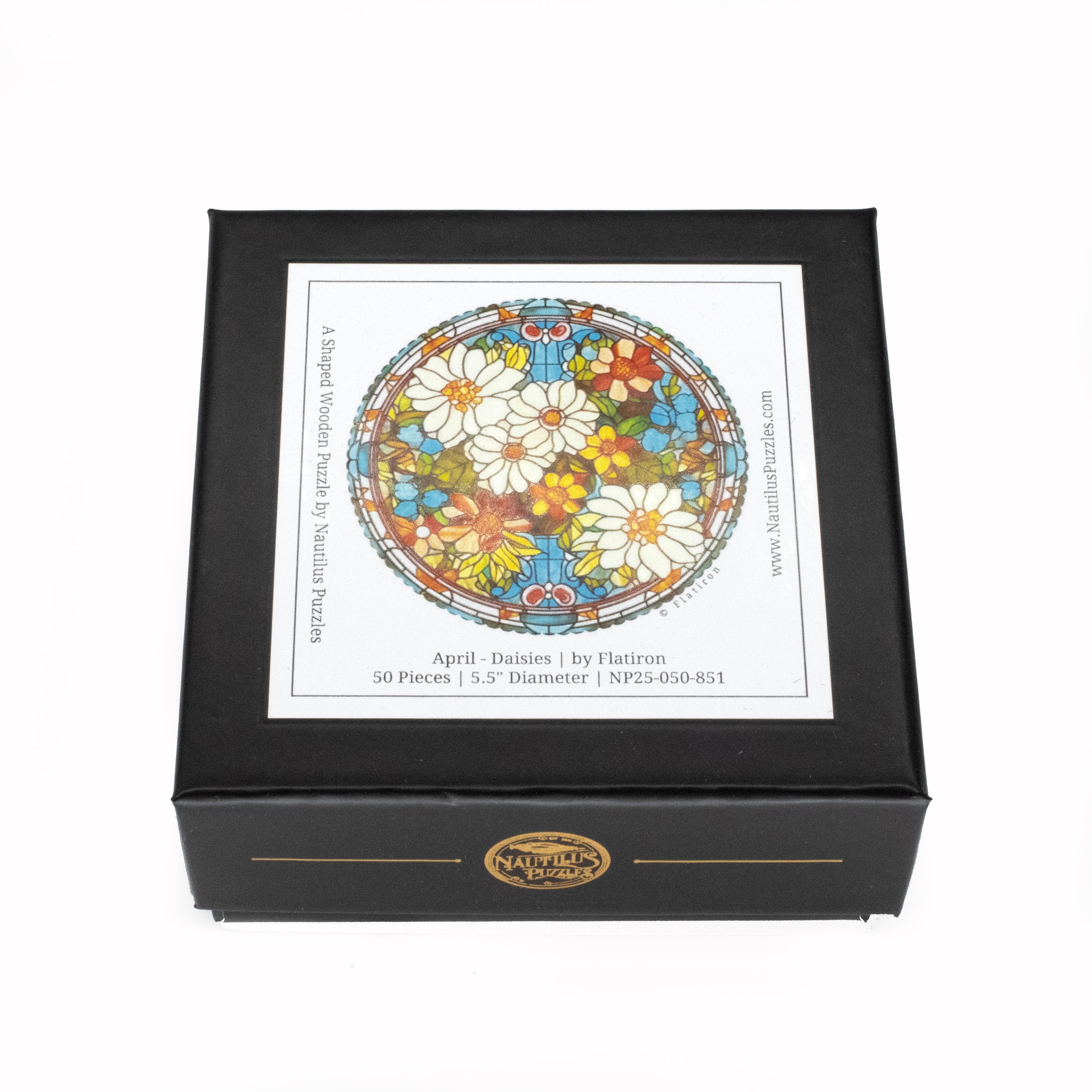 April - Daisies (50 Piece Round Mini Wooden Jigsaw Puzzle) - Nautilus Puzzles - Wooden Jigsaw Puzzles For Adults