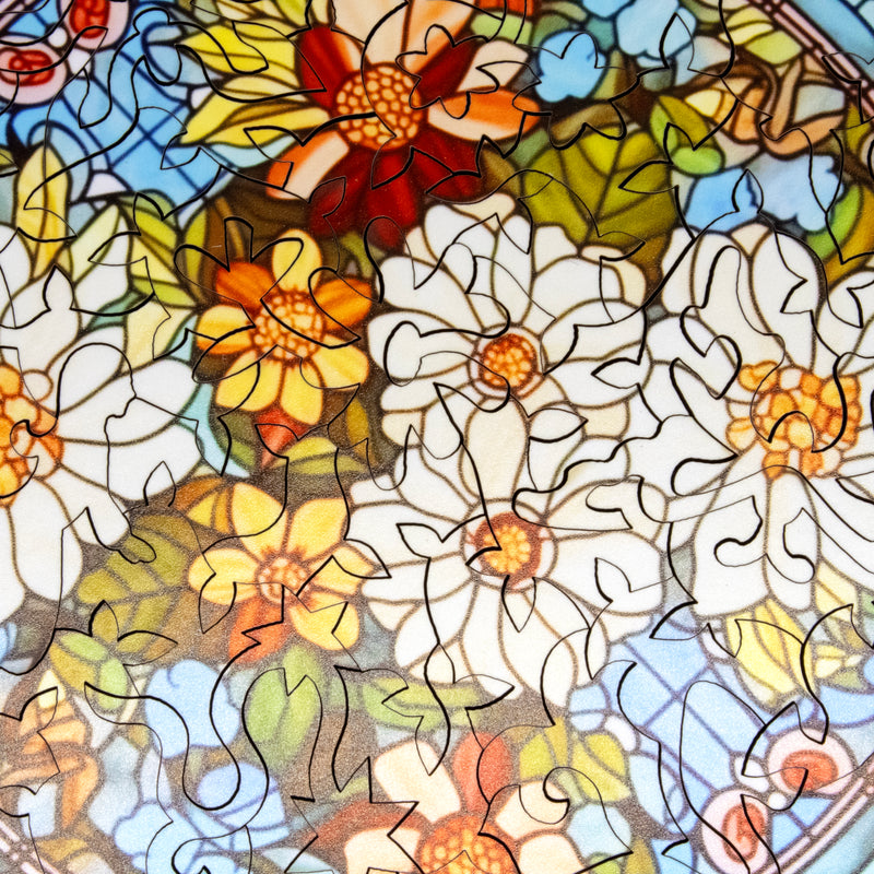 April - Daisies (50 Piece Round Mini Wooden Jigsaw Puzzle) - Nautilus Puzzles - Wooden Jigsaw Puzzles For Adults