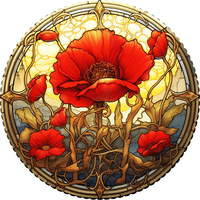 August - Poppies (50 Piece Round Mini Wooden Jigsaw Puzzle) - Nautilus Puzzles - Wooden Jigsaw Puzzles For Adults