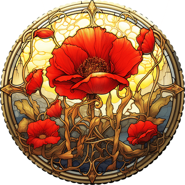 August - Poppies (50 Piece Round Mini Wooden Jigsaw Puzzle) - Nautilus Puzzles - Wooden Jigsaw Puzzles For Adults