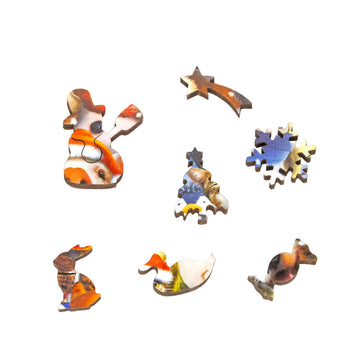 Barnyard Christmas (50 Piece Mini Christmas Wooden Jigsaw Puzzle) - Nautilus Puzzles - Wooden Jigsaw Puzzles For Adults