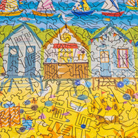 Beach Huts (479 Piece Wooden Jigsaw Puzzle) - Nautilus Puzzles - Wooden Jigsaw Puzzles For Adults