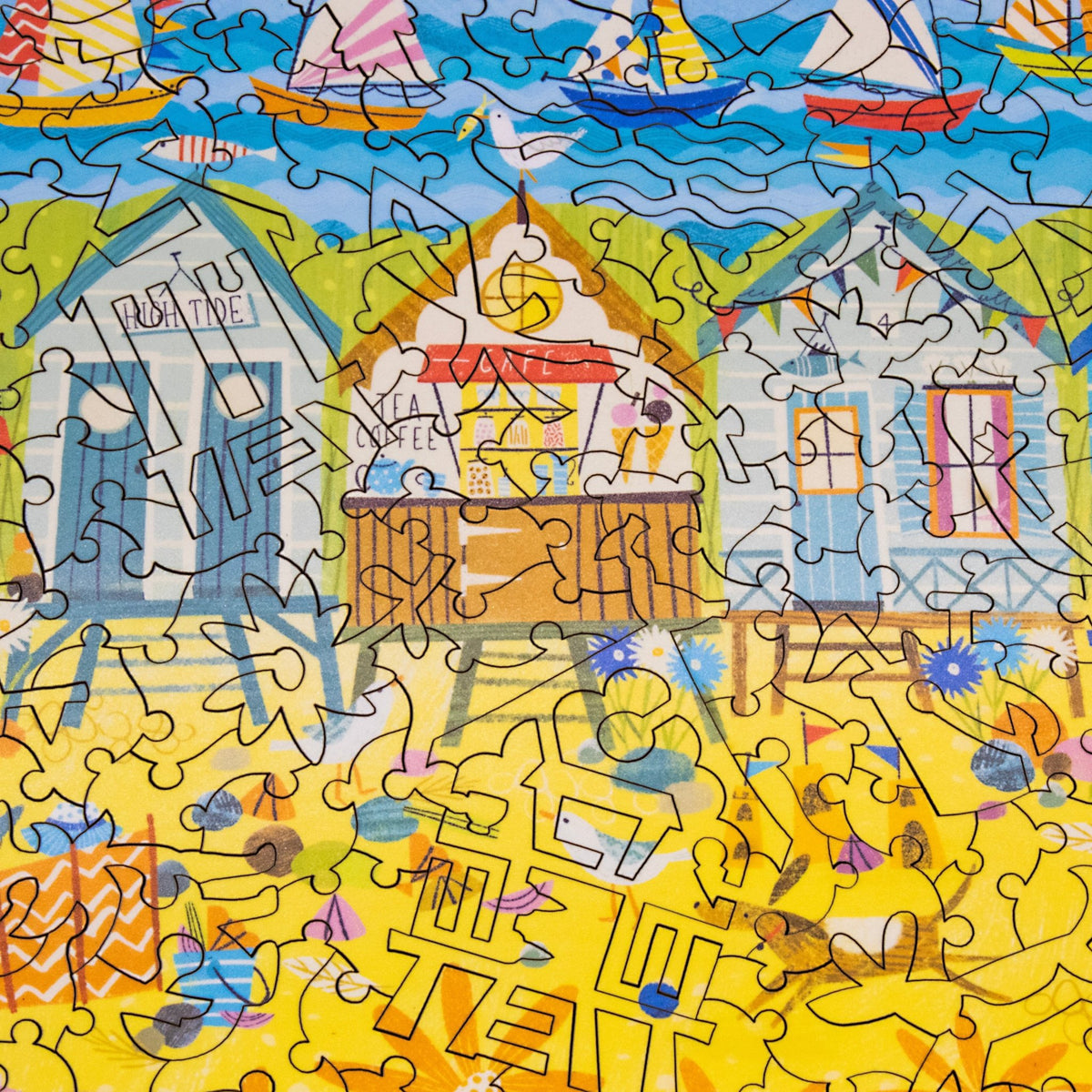 Beach Huts (479 Piece Wooden Jigsaw Puzzle) - Nautilus Puzzles - Wooden Jigsaw Puzzles For Adults