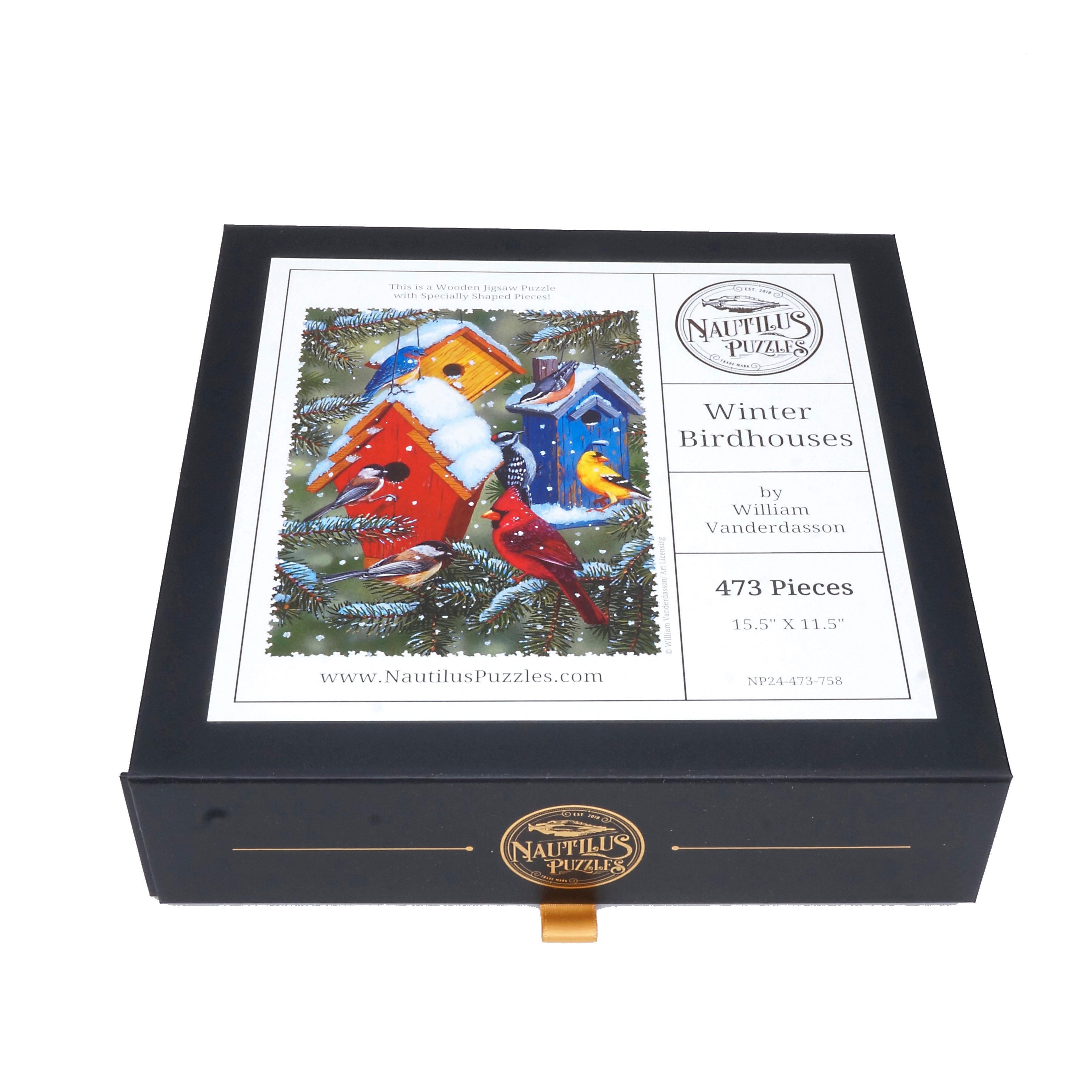 Winter Birdhouses (473 Piece Wooden Jigsaw Puzzle) | Nautilus Puzzles