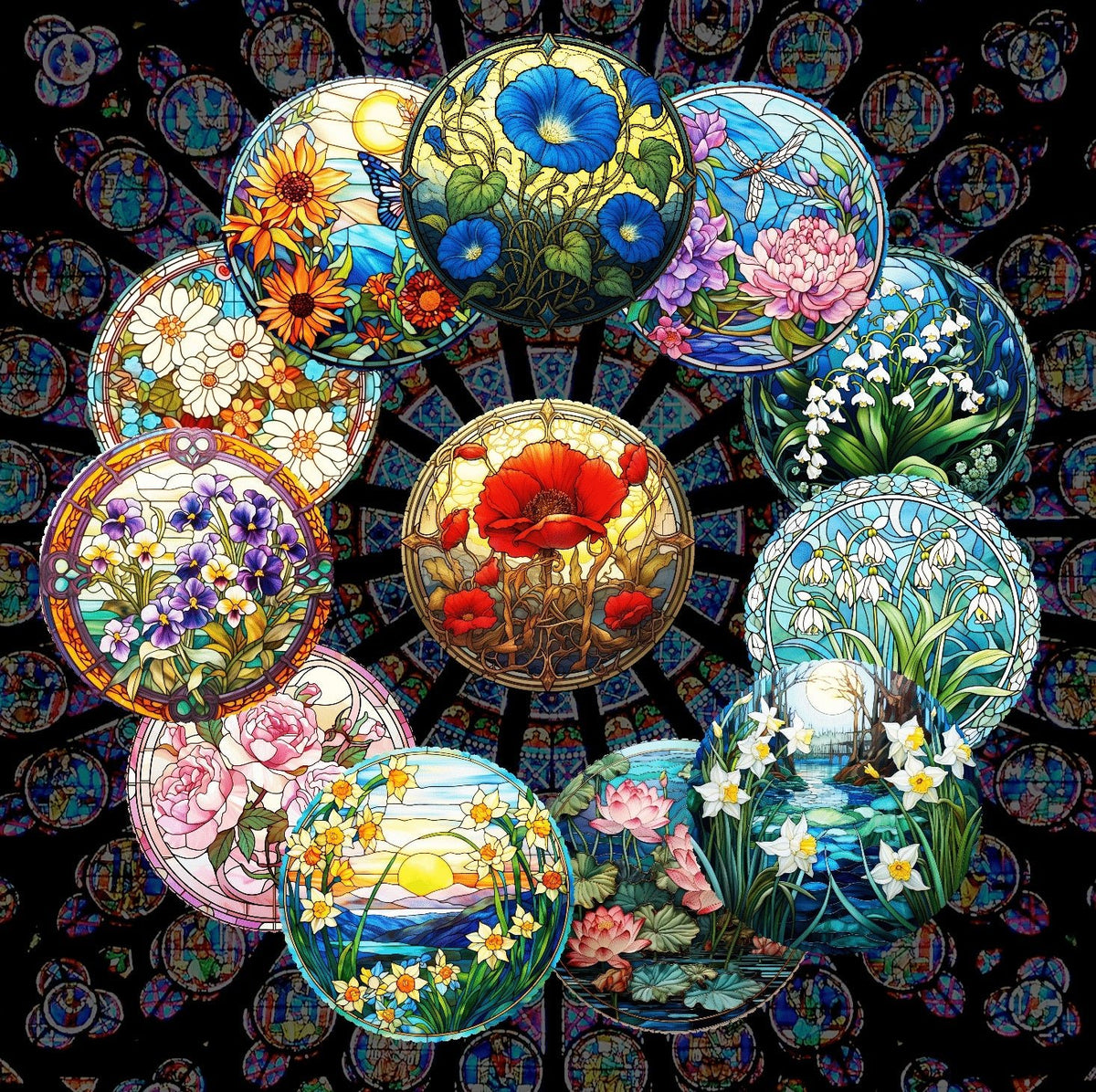 Birth Flowers Mini Puzzle Collection - Set of 12 - Nautilus Puzzles - Wooden Jigsaw Puzzles For Adults