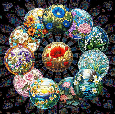 Birth Flowers Mini Puzzle Collection - Set of 12 - Nautilus Puzzles - Wooden Jigsaw Puzzles For Adults