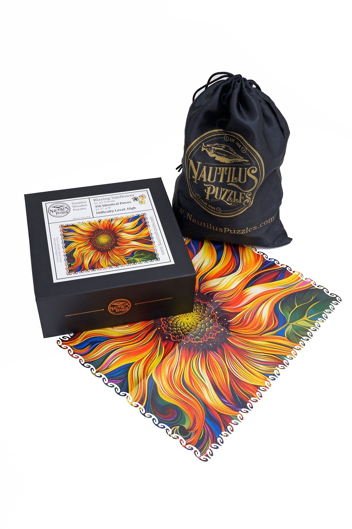 Blazing Sunflower (356 Piece Wooden Jigsaw Puzzle) - Nautilus Puzzles - Wooden Jigsaw Puzzles For Adults