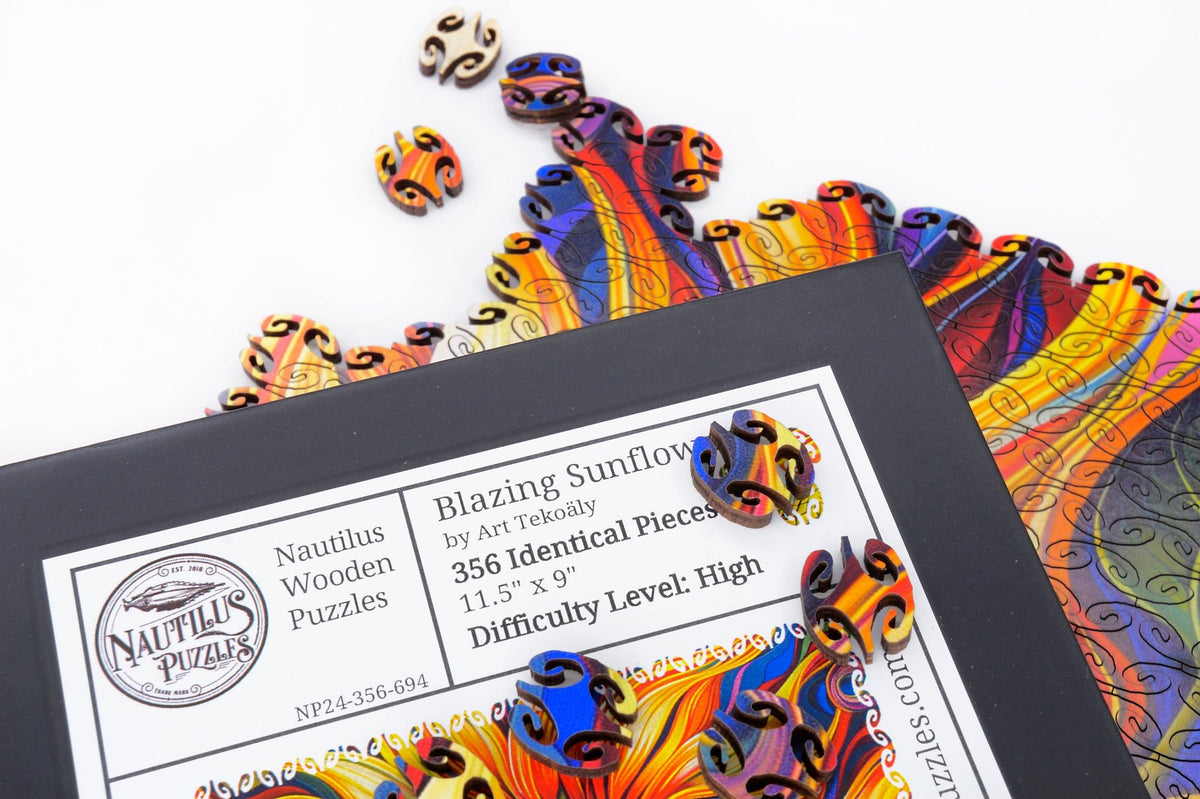 Blazing Sunflower (356 Piece Wooden Jigsaw Puzzle) - Nautilus Puzzles - Wooden Jigsaw Puzzles For Adults
