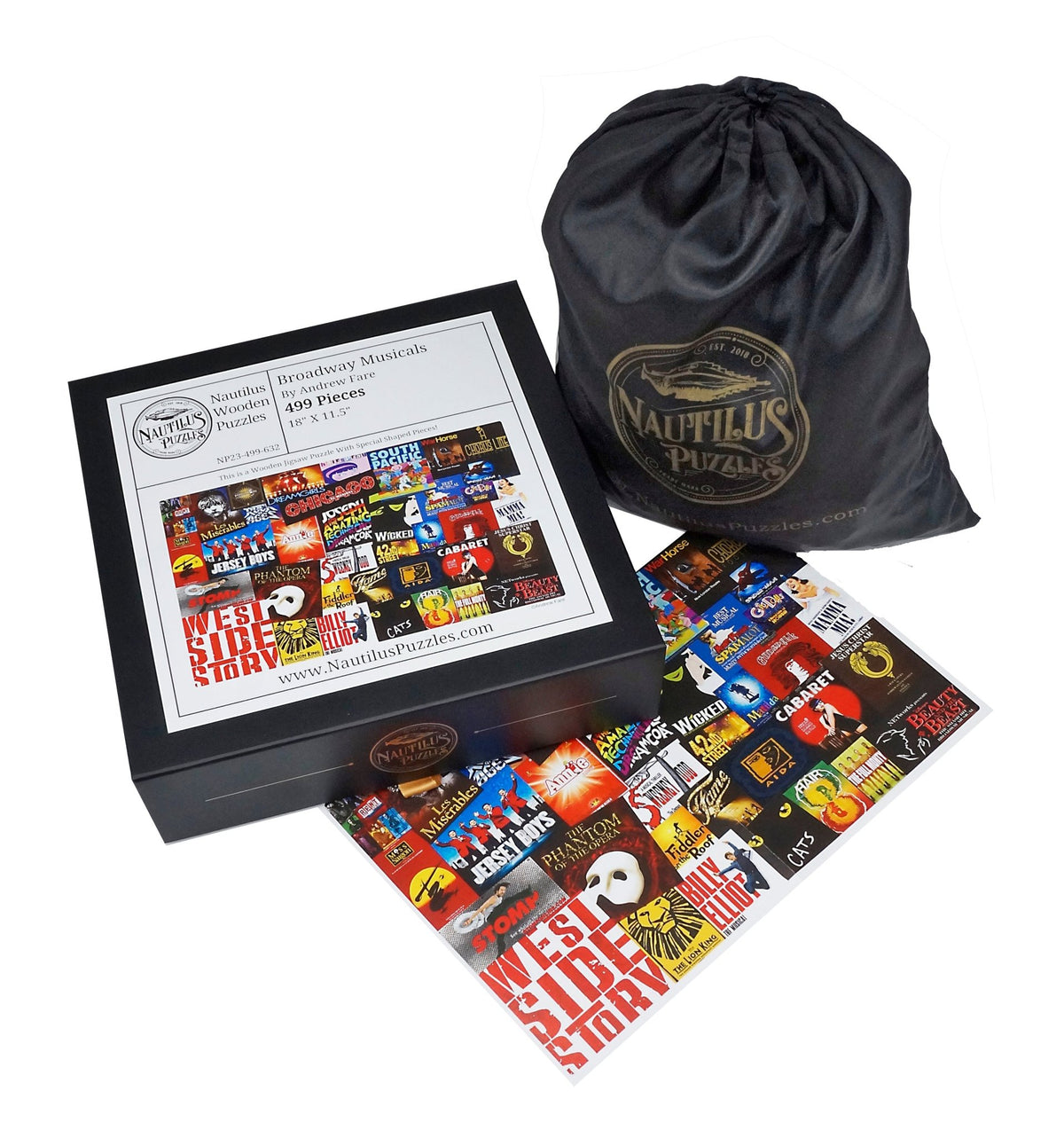 Broadway Musicals (499 Piece Wooden Jigsaw Puzzle) - Nautilus Puzzles - Wooden Jigsaw Puzzles For Adults