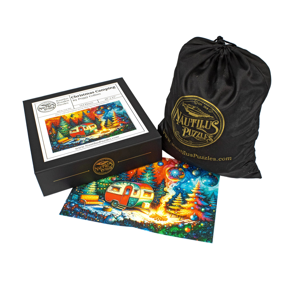 Christmas Camping (514 Piece Wooden Jigsaw Puzzle)