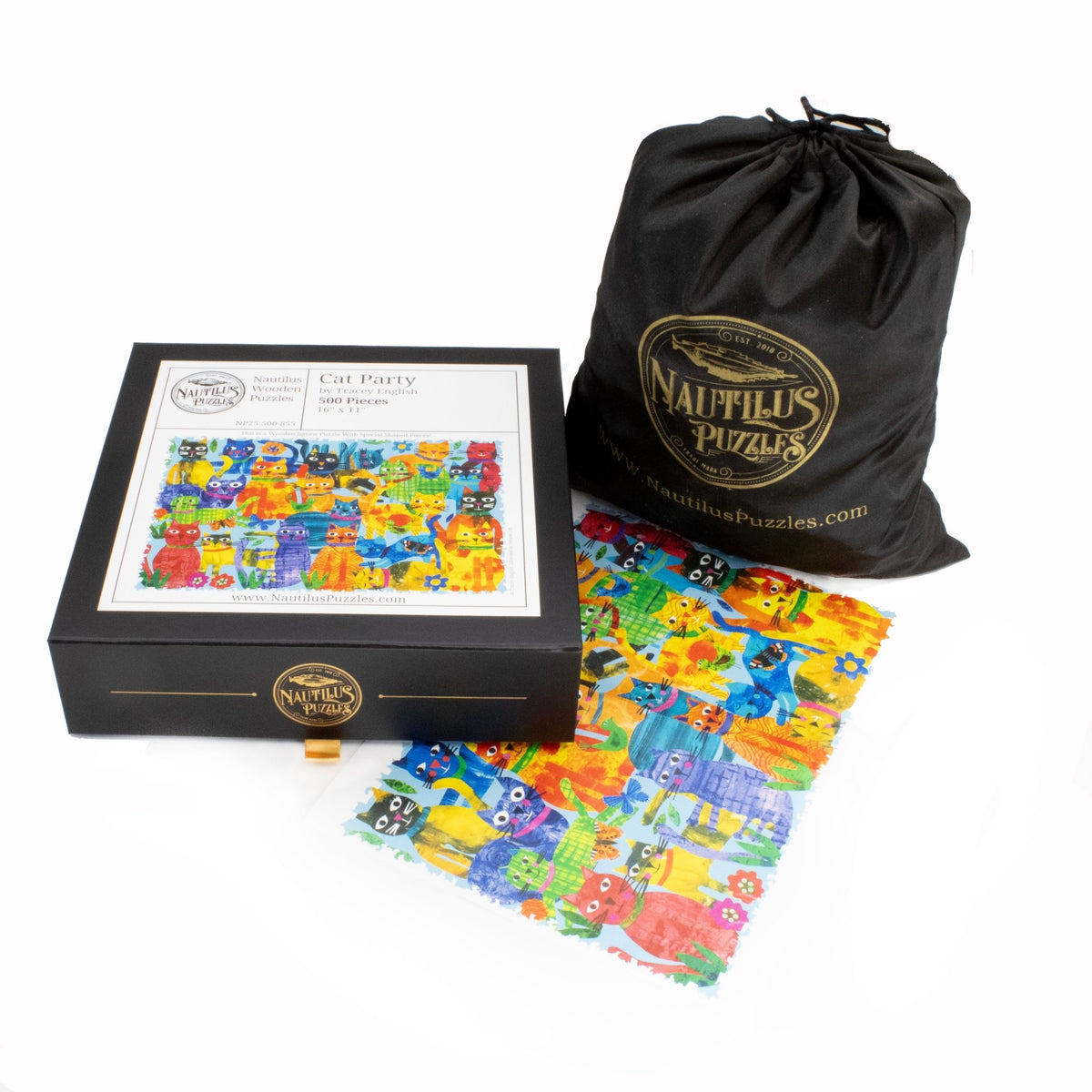 Cat Party (500 Piece Wooden Jigsaw Puzzle) - Nautilus Puzzles - Wooden Jigsaw Puzzles For Adults