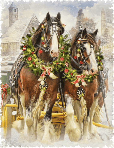 Christmas Clydesdales (250 Piece Christmas Wooden Jigsaw Puzzle) - Nautilus Puzzles - Wooden Jigsaw Puzzles For Adults