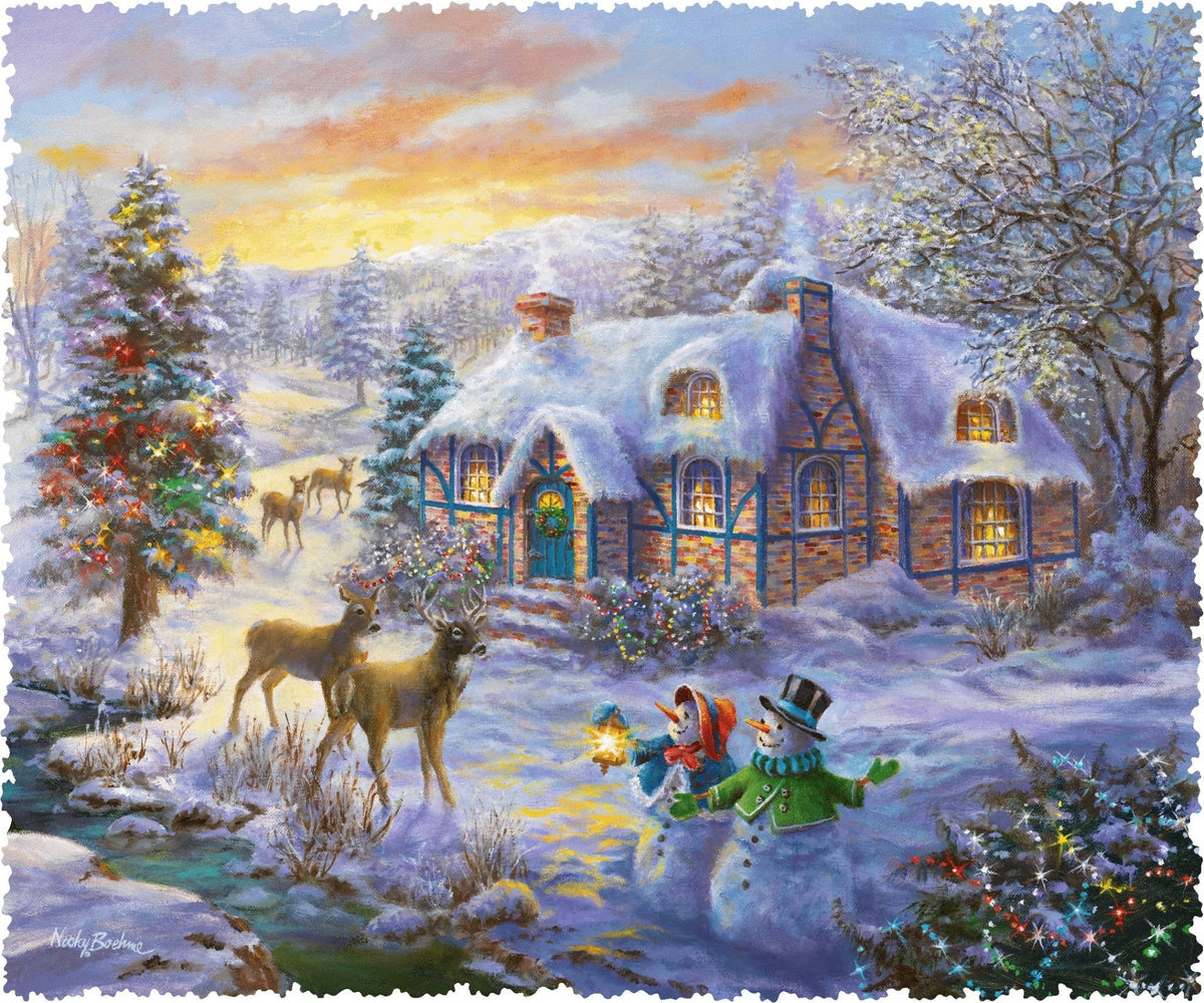 Christmas Cottage (501 Piece Christmas Wooden Jigsaw Puzzle) - Nautilus Puzzles - Wooden Jigsaw Puzzles For Adults