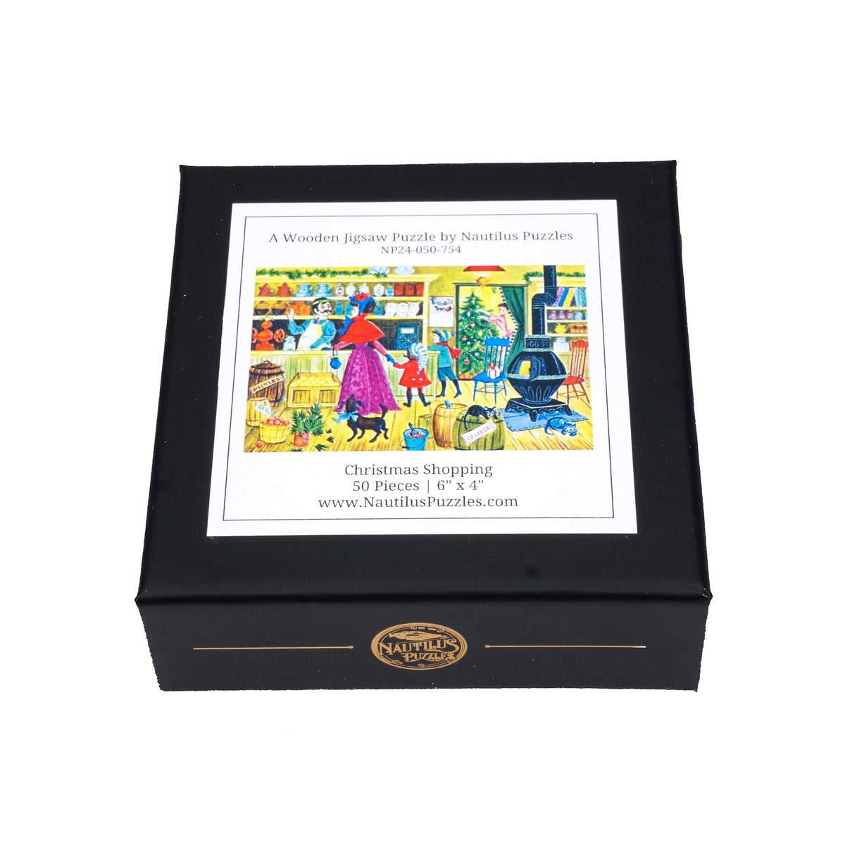 Christmas Shopping (50 Piece MINI Christmas Wooden Puzzle) - Nautilus Puzzles - Wooden Jigsaw Puzzles For Adults