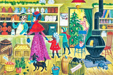 Christmas Shopping (50 Piece MINI Christmas Wooden Puzzle) - Nautilus Puzzles - Wooden Jigsaw Puzzles For Adults