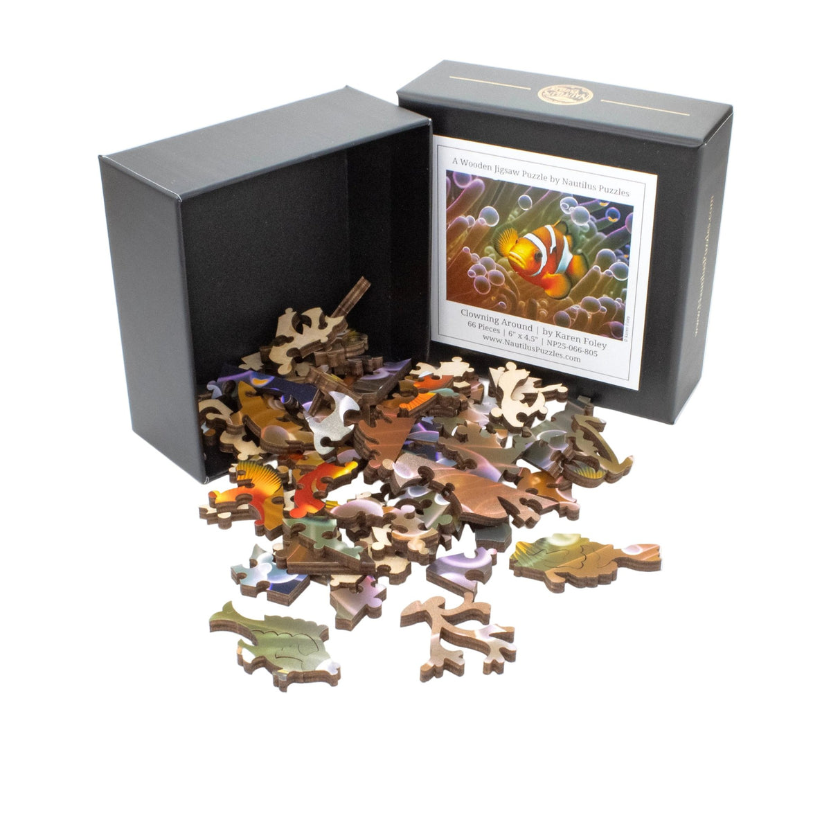 Clowning Around (66 Piece Mini Ocean Wooden Jigsaw Puzzle) - Nautilus Puzzles - Wooden Jigsaw Puzzles For Adults