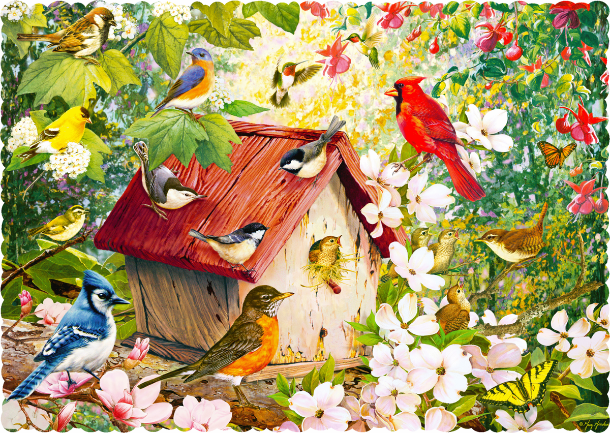 Countryside Birdhouse (476 Piece Wooden Jigsaw Puzzle) - Nautilus Puzzles - Wooden Jigsaw Puzzles For Adults