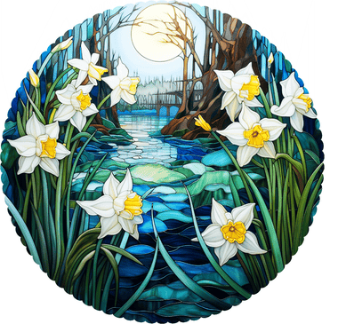 December - Narcissus (50 Piece Round Mini Wooden Jigsaw Puzzle) - Nautilus Puzzles - Wooden Jigsaw Puzzles For Adults