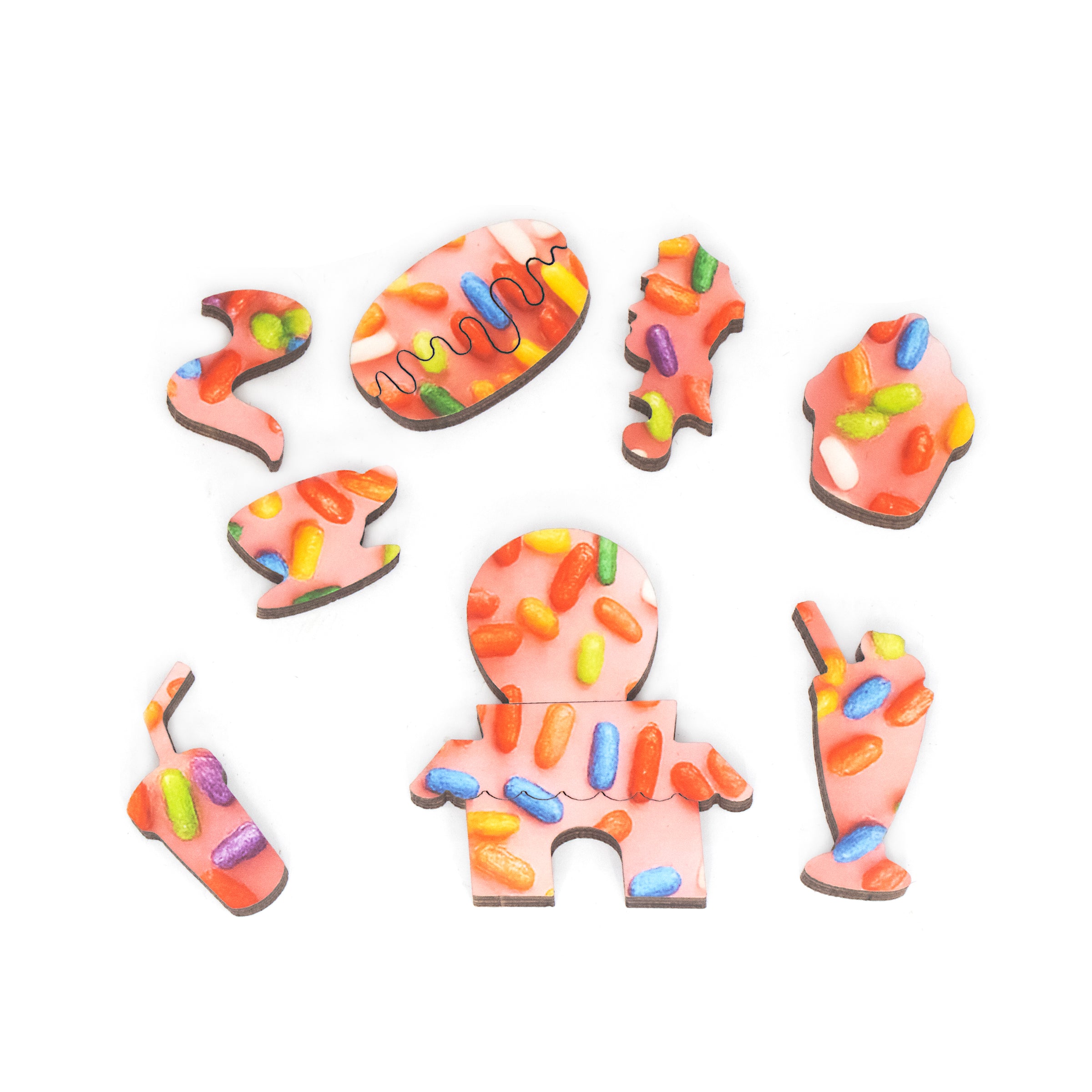 The Big Pink Donut (50 Piece Shaped Mini Wooden Jigsaw Puzzle)