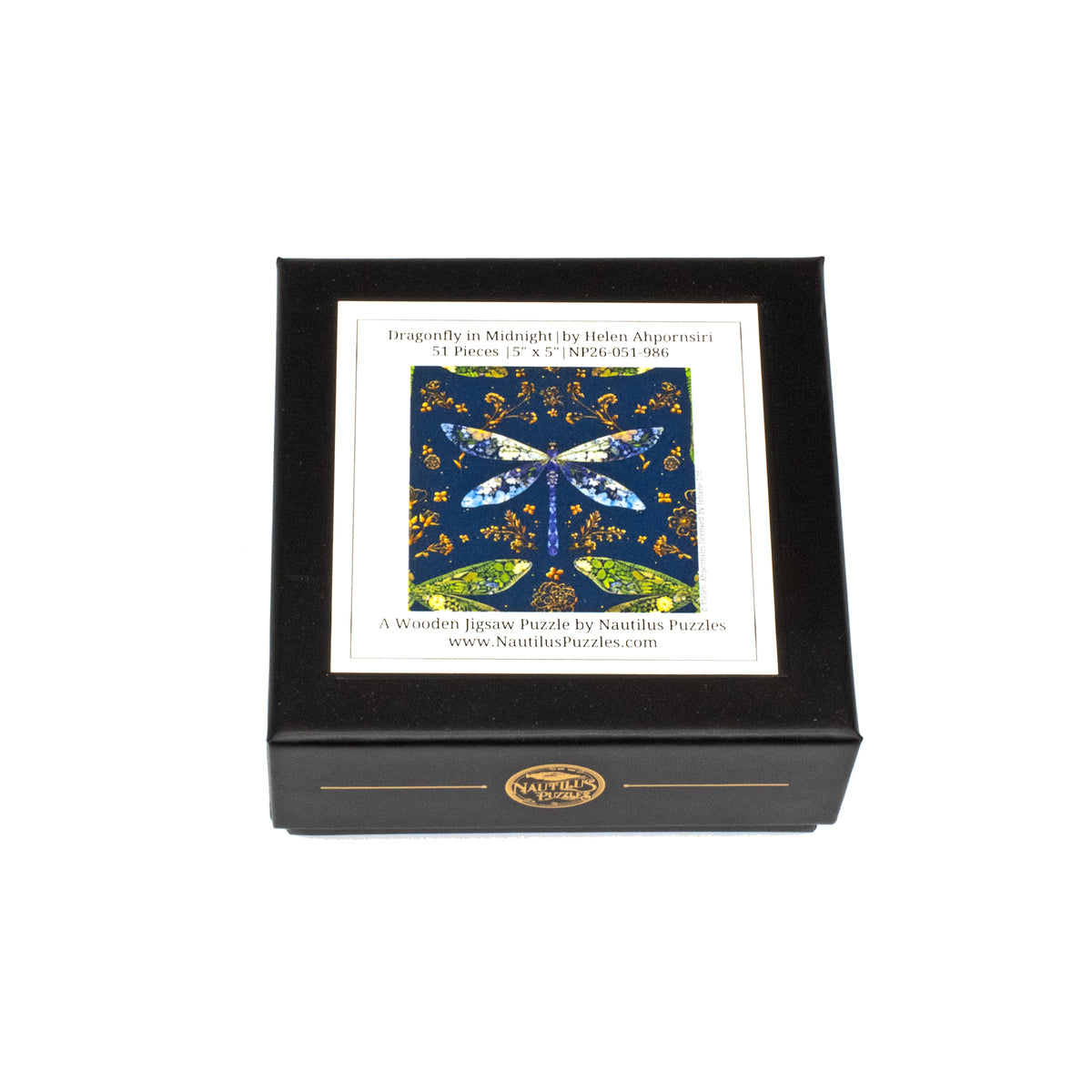 Dragonfly in Midnight - 51 Piece Mini Wooden Jigsaw Puzzle