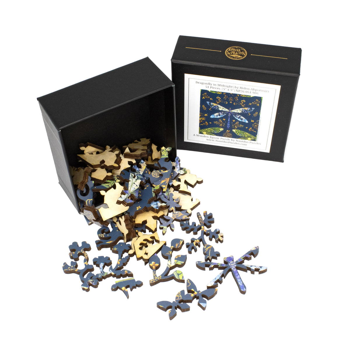 Dragonfly in Midnight - 51 Piece Mini Wooden Jigsaw Puzzle