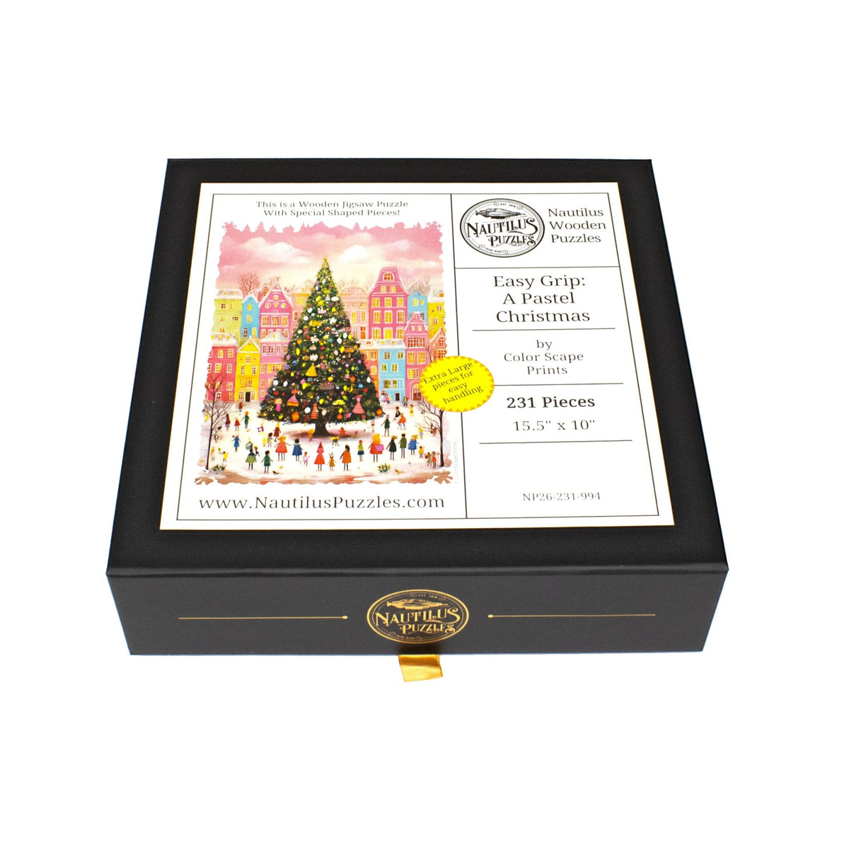 Easy Grip: A Pastel Christmas (231 Piece Christmas Wooden Jigsaw Puzzle) - Nautilus Puzzles - Wooden Jigsaw Puzzles For Adults