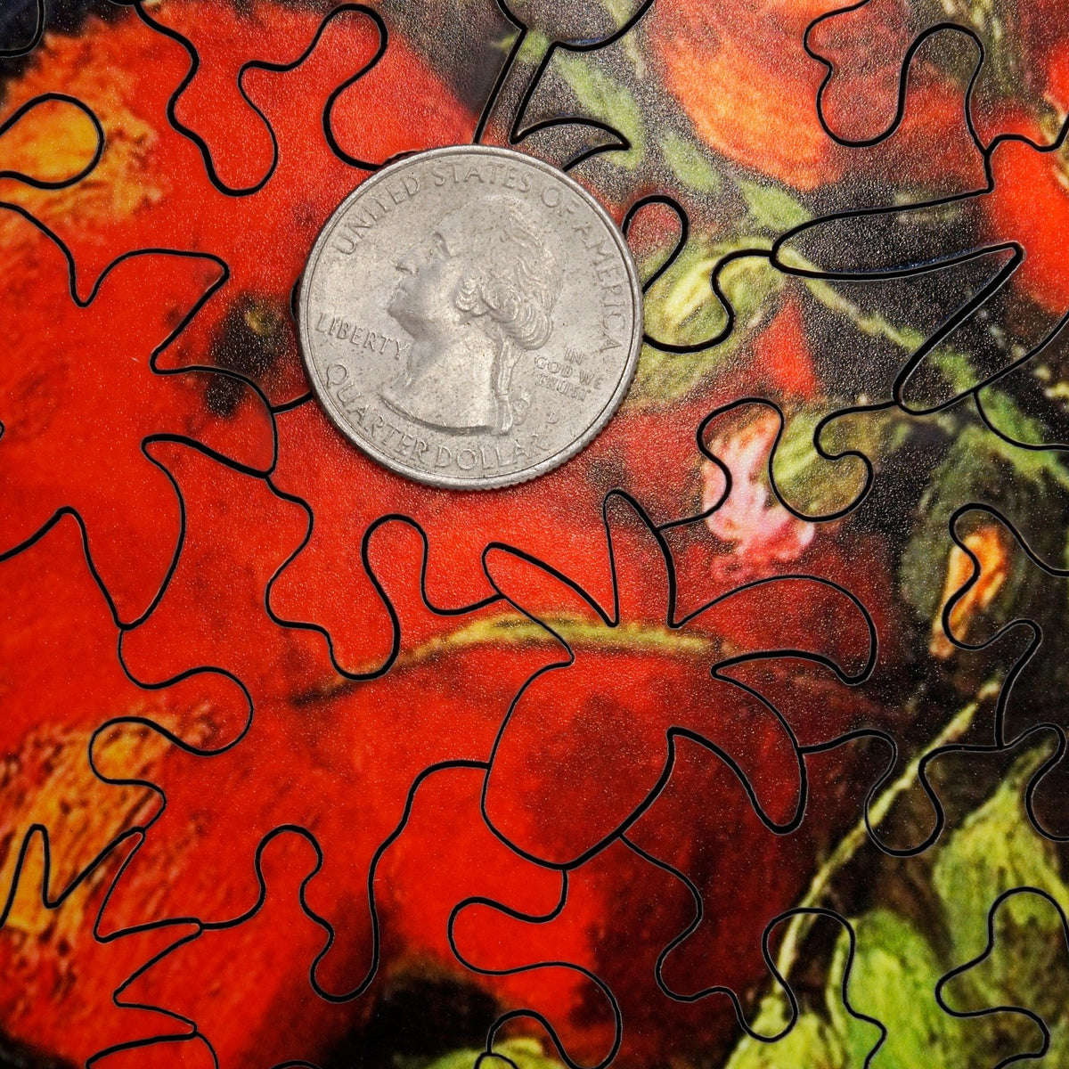Easy Grip: Vase With Red Poppies, 1886 by Van Gogh (220 Piece Wooden Jigsaw Puzzle) - Nautilus Puzzles - Wooden Jigsaw Puzzles For Adults