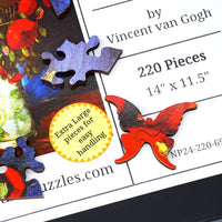 Easy Grip: Vase With Red Poppies, 1886 by Van Gogh (220 Piece Wooden Jigsaw Puzzle) - Nautilus Puzzles - Wooden Jigsaw Puzzles For Adults