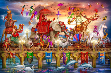 Elephant Puzzle. One Way Traffic. 499 Pieces. Wooden Jigsaw Puzzle - Nautilus Puzzles - Wooden Jigsaw Puzzles For Adults