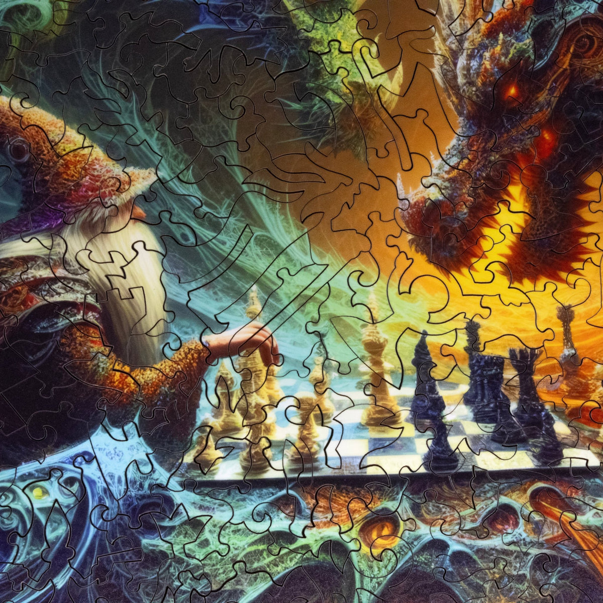 Fantasy Chess (482 Piece Wooden Jigsaw Puzzle) - Nautilus Puzzles - Wooden Jigsaw Puzzles For Adults