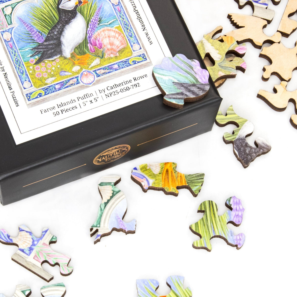 Faroe Islands Puffin (50 Piece Mini Wooden Jigsaw Puzzle) - Nautilus Puzzles - Wooden Jigsaw Puzzles For Adults