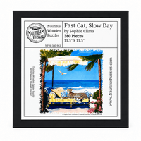Fast Cat, Slow Day (380 Piece Wooden Jigsaw Puzzle) - Nautilus Puzzles - Wooden Jigsaw Puzzles For Adults