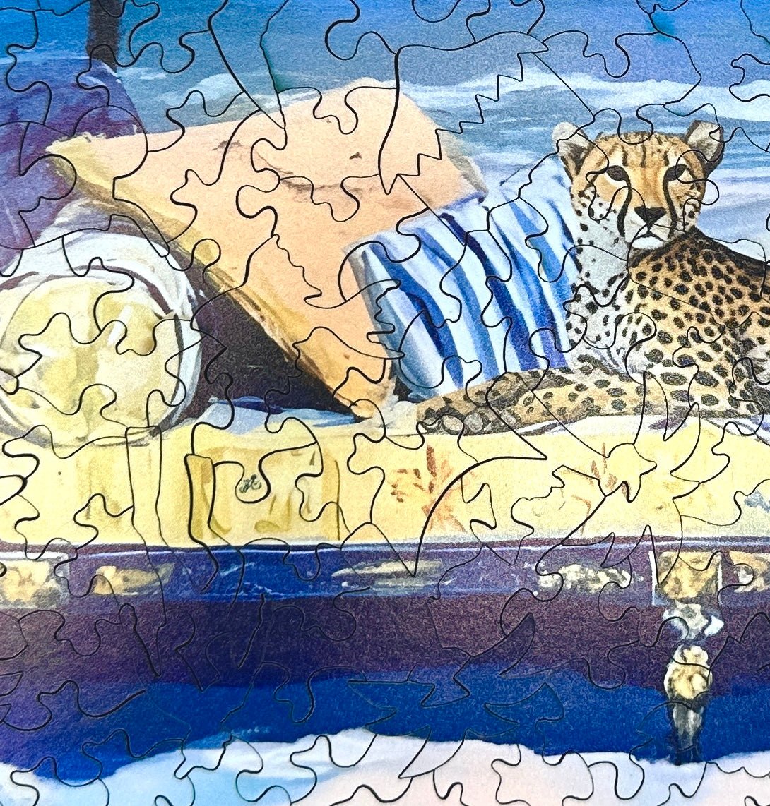 Fast Cat, Slow Day (380 Piece Wooden Jigsaw Puzzle) - Nautilus Puzzles - Wooden Jigsaw Puzzles For Adults