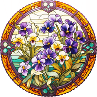February - Violets (50 Piece Round Mini Wooden Jigsaw Puzzle) - Nautilus Puzzles - Wooden Jigsaw Puzzles For Adults