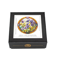 February - Violets (50 Piece Round Mini Wooden Jigsaw Puzzle) - Nautilus Puzzles - Wooden Jigsaw Puzzles For Adults