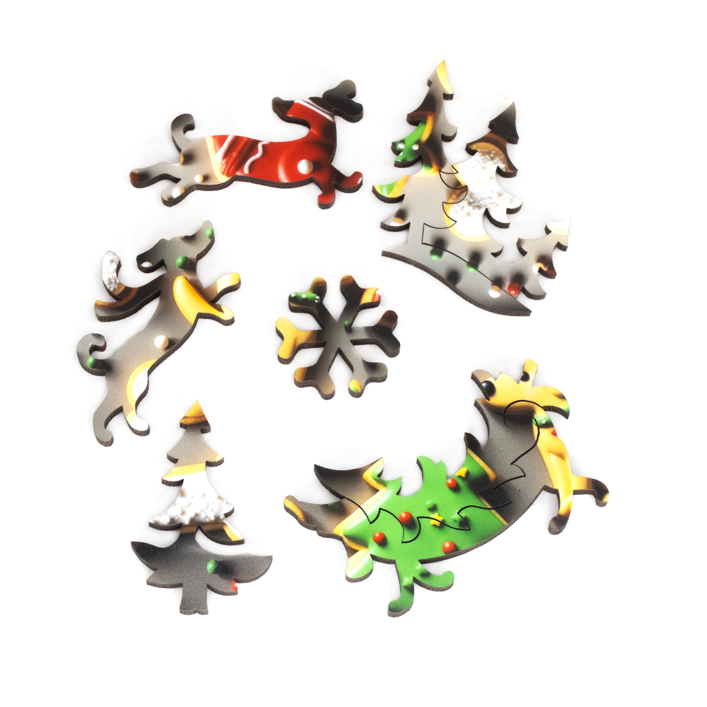 Feliz Navidog (50 Piece Mini Christmas Wooden Jigsaw Puzzle) - Nautilus Puzzles - Wooden Jigsaw Puzzles For Adults