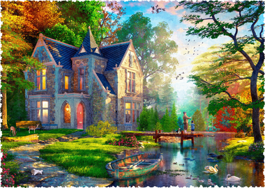 Fishing at the Lodge (480 Piece Wooden Jigsaw Puzzle) - Nautilus Puzzles - Wooden Jigsaw Puzzles For Adults