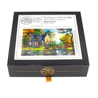 Fishing at the Lodge (480 Piece Wooden Jigsaw Puzzle) - Nautilus Puzzles - Wooden Jigsaw Puzzles For Adults