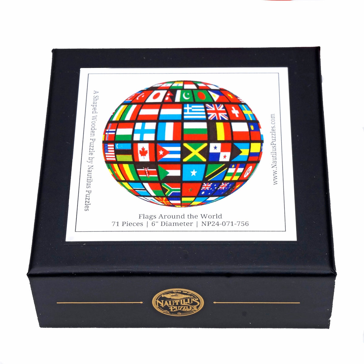 Flags Around the World (71 Piece Shaped Mini Wooden Jigsaw Puzzle) - Nautilus Puzzles - Wooden Jigsaw Puzzles For Adults