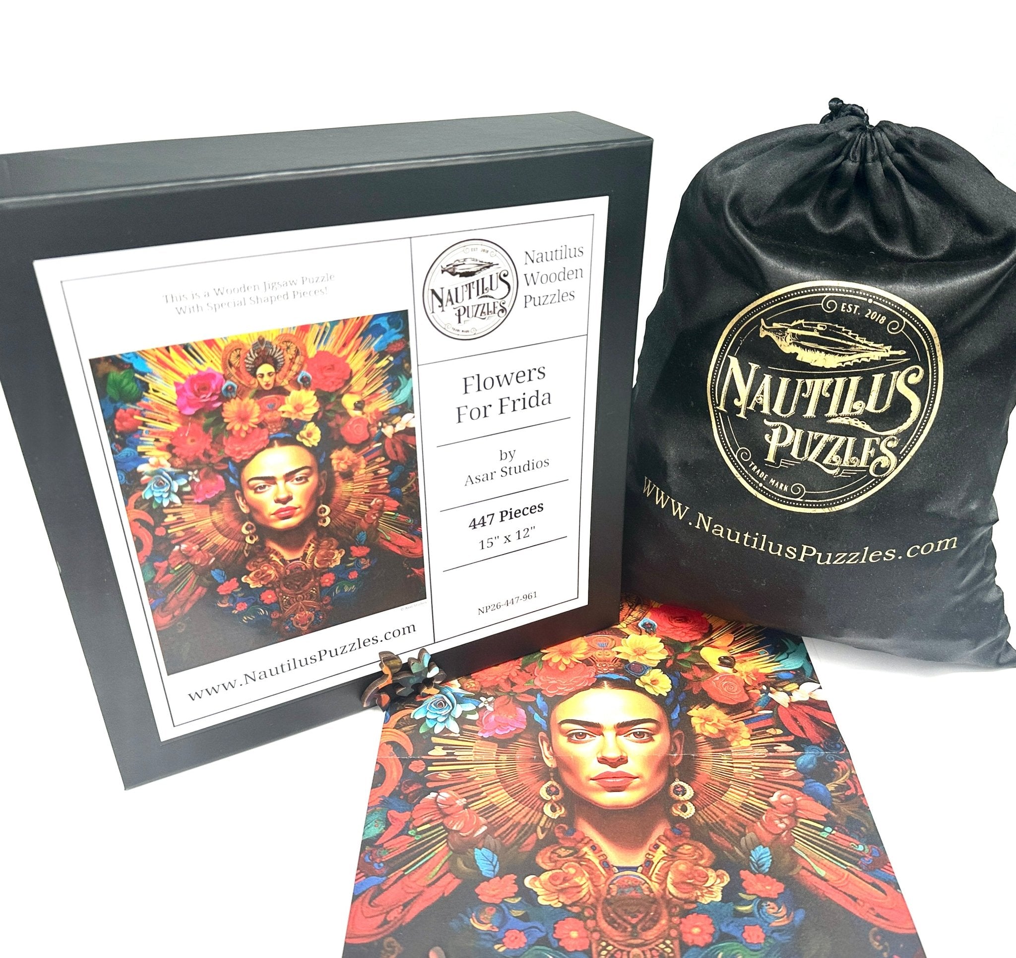 Flowers For Frida | Wooden Puzzle | 447 Pieces - Nautilus Puzzles - Wooden Jigsaw Puzzles For Adults