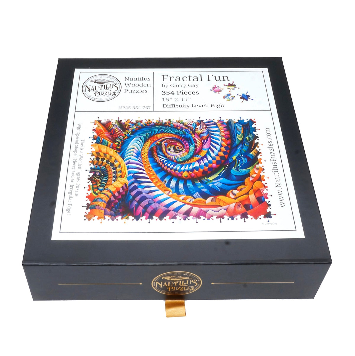Fractal Fun (354 Piece Wooden Jigsaw Puzzle) Extra Difficult - Nautilus Puzzles - Wooden Jigsaw Puzzles For Adults