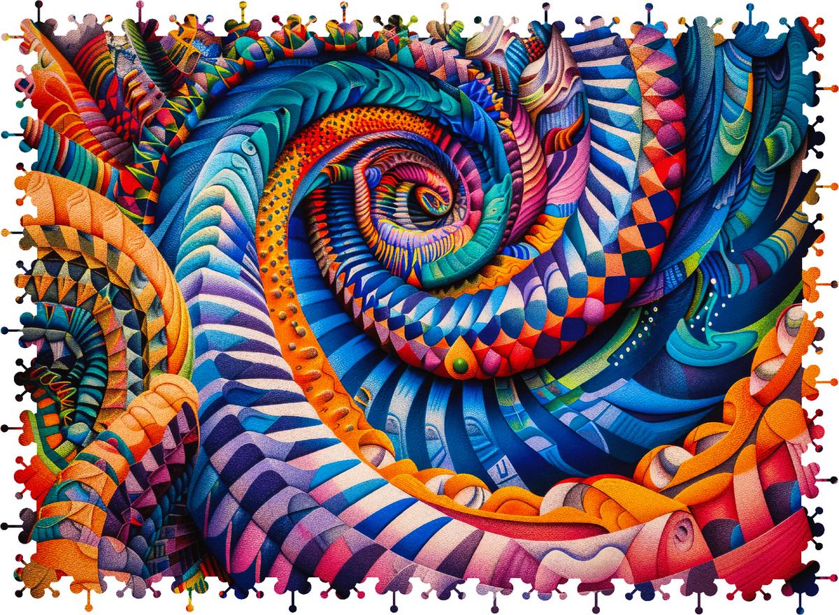 Fractal Fun (354 Piece Wooden Jigsaw Puzzle) Extra Difficult - Nautilus Puzzles - Wooden Jigsaw Puzzles For Adults